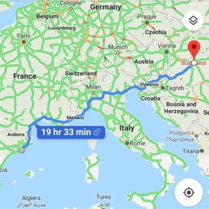 Barcelona to Budapest route 